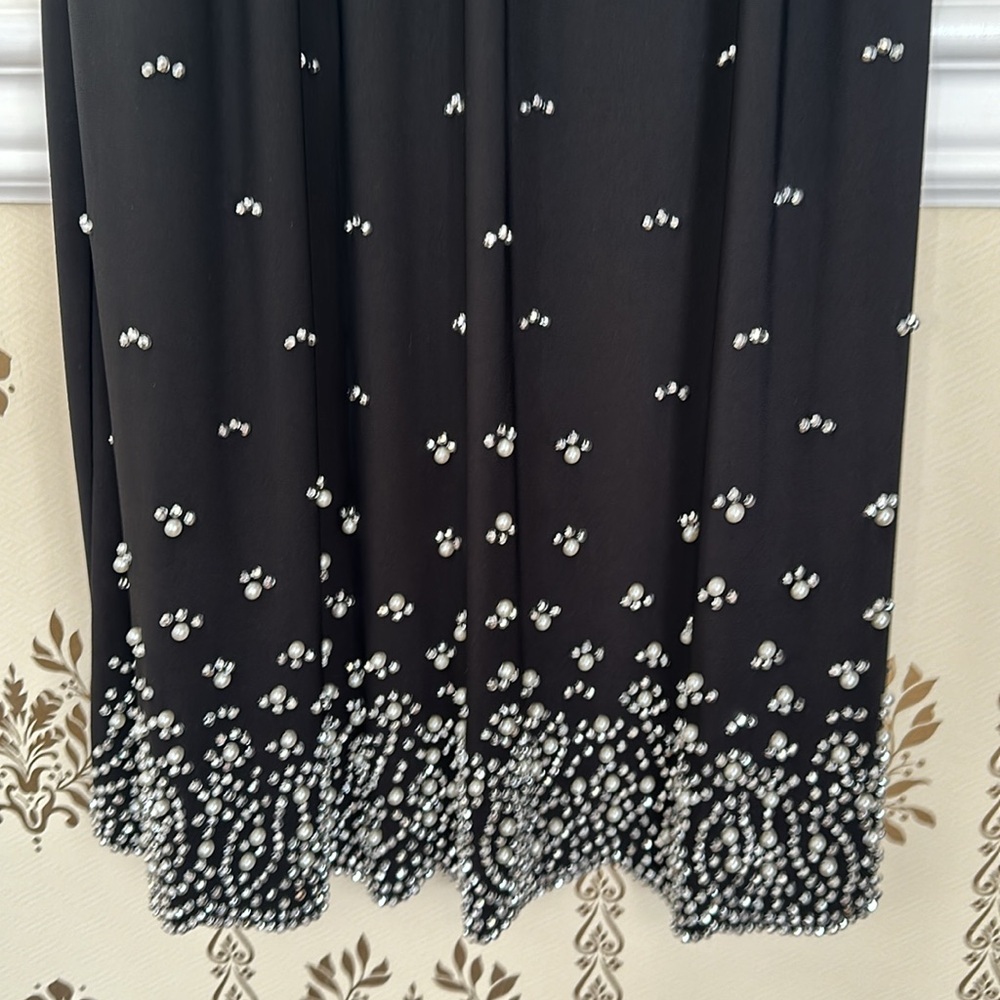 NWT MSK Sleeveless Beaded Black Shift Cocktail Dress M Evening Stretch - Picture 3 of 8